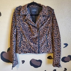 Bebe Cheetah Print Biker Jacket